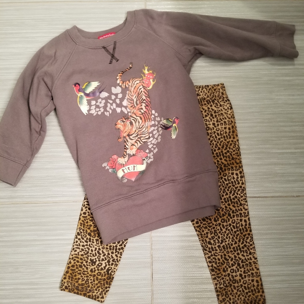 Oh baby LONDON girls Sweatshirt w leopard leggings